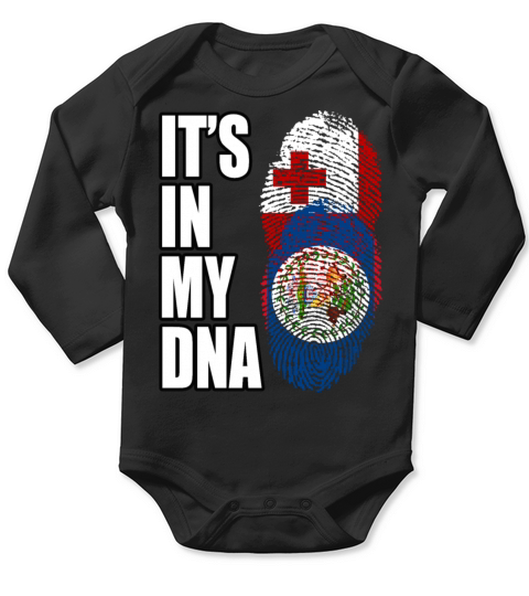 Tongan And Belizean Mix Heritage DNA Flag Long Sleeve Baby One-Piece