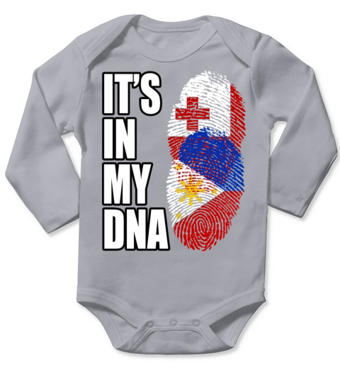 Tongan And Filipino Mix Heritage DNA Flag Long Sleeve Baby One-Piece