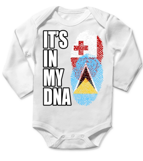 Tongan And Saint Lucian Mix Heritage DNA Flag Long Sleeve Baby One-Piece