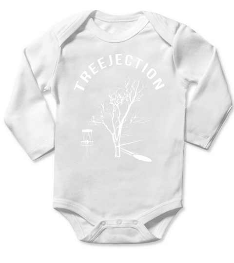 Treejection Funny Disc Golf Frisbee Rejection T-Shirt Long Sleeve Baby One-Piece