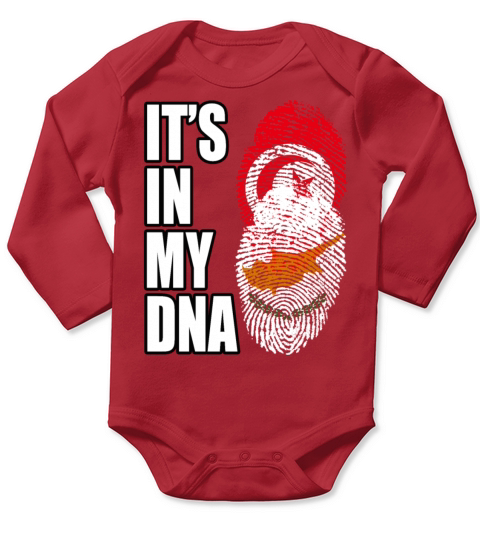 Tunisian And Cypriot Mix Heritage DNA Flag Long Sleeve Baby One-Piece