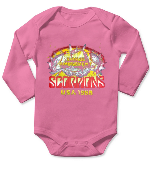 vintage 80s SCORPIONS SAVAGE AMUSEMENT TOUR 1988 Long Sleeve Baby One-Piece