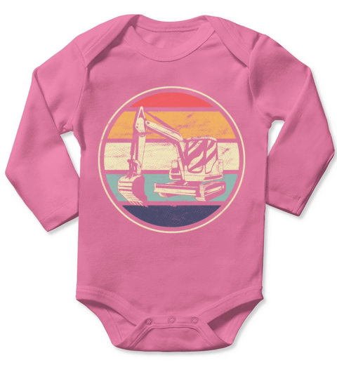 Vintage Excavator Machinist Gift Long Sleeve Baby One-Piece