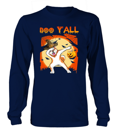 Akita Dabbing Boo Yall Ghost Halloween Long sleeved Unisex