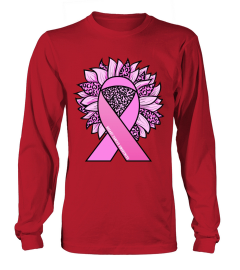 Pink Ribbon Sunflower Breast Cancer Awareness Long sleeved Unisex