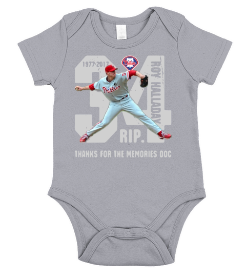 1977 2017 34 Roy Halladay Rip thanks for the Memories Doc Short Sleeve Baby One-Piece