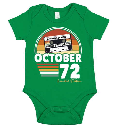 50th birthday vintage october 1972 limited edition Short Sleeve Baby One-Piece