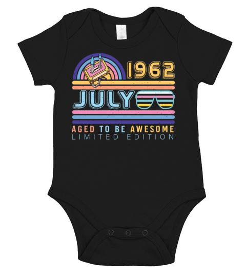 60th Birthday July 1962 Short Sleeve Baby One-Piece