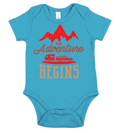 Adventure begins awaits camper Short Sleeve Baby One-Piece