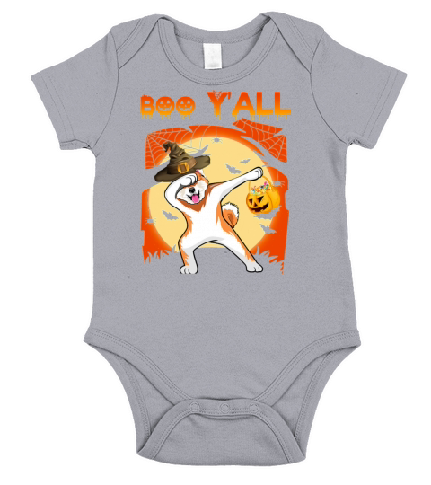 Akita Dabbing Boo Yall Ghost Halloween Short Sleeve Baby One-Piece