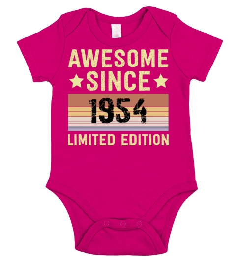 Awesome Since 1954 Retro 68 Years Old Birthday Short Sleeve Baby One-Piece