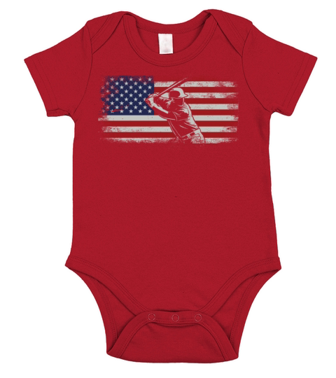 Baseball Fan Usa American Flag Short Sleeve Baby One-Piece