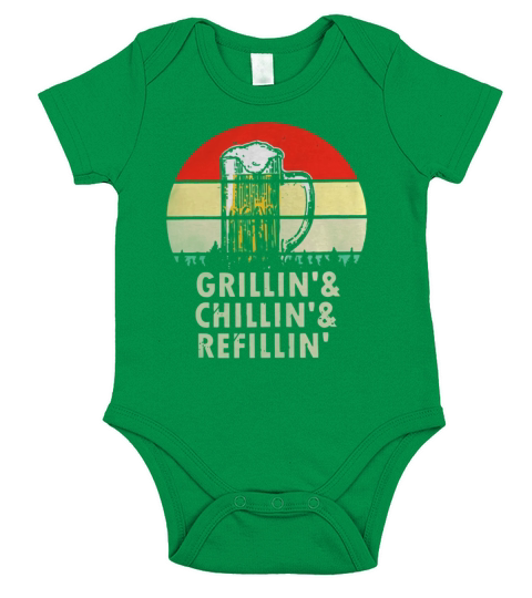 Beer Grillin’ Chillin’ Refilling’ vintage t-shirt Short Sleeve Baby One-Piece