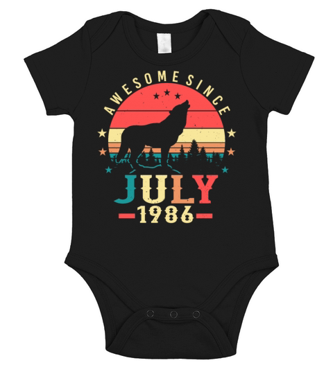 Birthday Greeting For July 1986 Short Sleeve Baby One-Piece