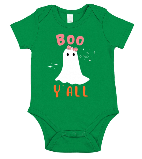 Boo Yall cute ghost funny halloween Short Sleeve Baby One-Piece