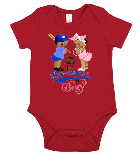 Ethnic Baseball or Bows Gender Reveal Party T-Shirt Short Sleeve Baby One-Piece