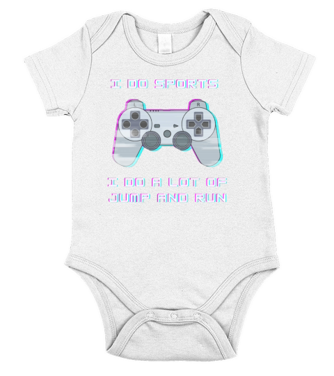 Funny Gaming Saying Gamer Jump and Run Sports Short Sleeve Baby One-Piece