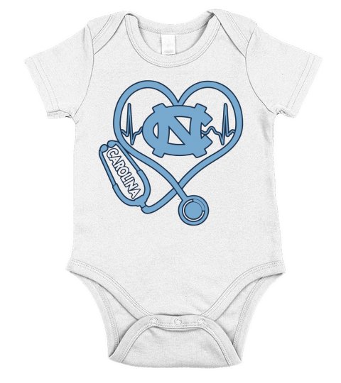 Heartbeat Nurse love North Carolina Tar Heels shirt - Ladies Flowy Tank Short Sleeve Baby One-Piece