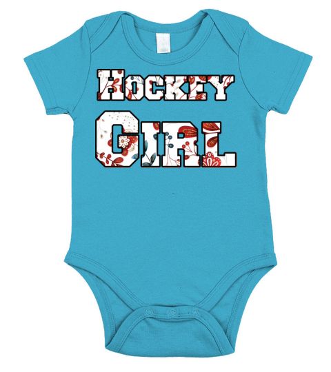 Hockey Girl Red Blue Floral Short Sleeve Baby One-Piece