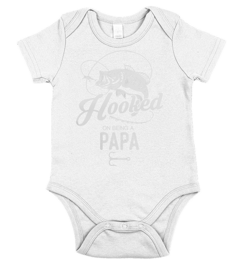 Hooked on being a Papa Men fishing Shirts T Shirt for Fisherman Short Sleeve Baby One-Piece
