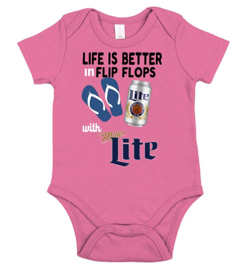 Life is better in flip flops with Miller Lite Short Sleeve Baby One-Piece
