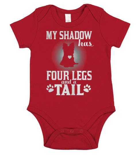My Shadow Has Four Legs And A Tail Yorkshire Terrier T Shirt Short Sleeve Baby One-Piece