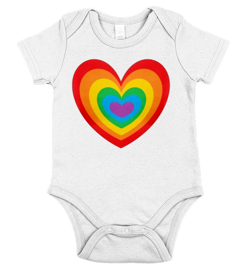 Rainbow Heart Short Sleeve Baby One-Piece
