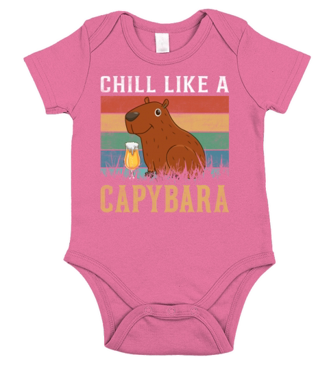 Retro Vintage Style Chill Like a Capybara Funny Short Sleeve Baby One-Piece
