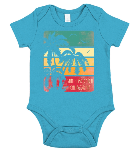 Santa Monica California Vintage Summer Short Sleeve Baby One-Piece