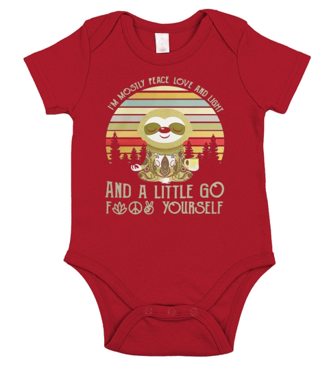 Sloth I’m mostly peace love and light and a little go fuck yourself vintage shirt Short Sleeve Baby One-Piece