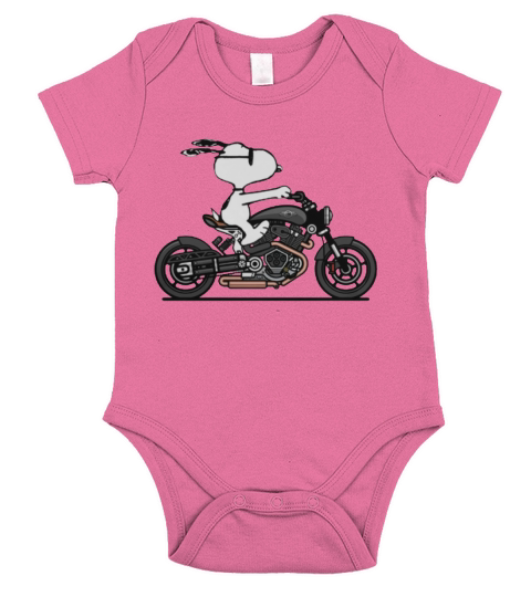 Snoopy riding motorcycle shirt Short Sleeve Baby One-Piece