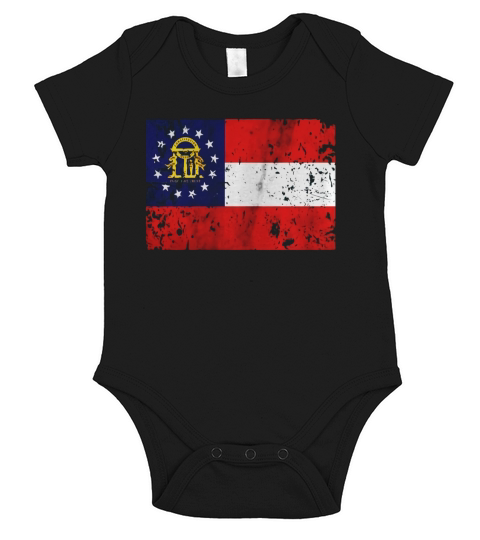 The Original Vintage Distressed Georgia State Flag T-Shirt Short Sleeve Baby One-Piece