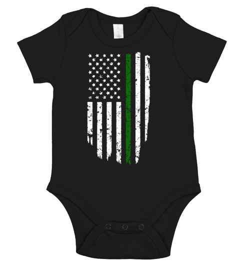 Thin Green Line American Flag Cool Military Support shirt Short Sleeve Baby One-Piece