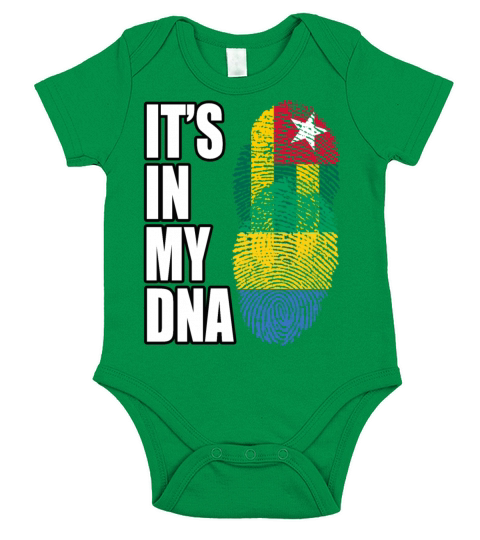 Togolese And Gabonese Mix Heritage DNA Flag Short Sleeve Baby One-Piece