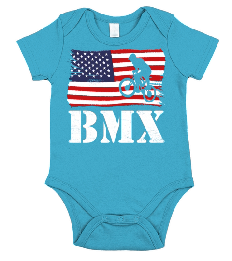 USA American Flag BMX Sport Bike Biking Short Sleeve Baby One-Piece