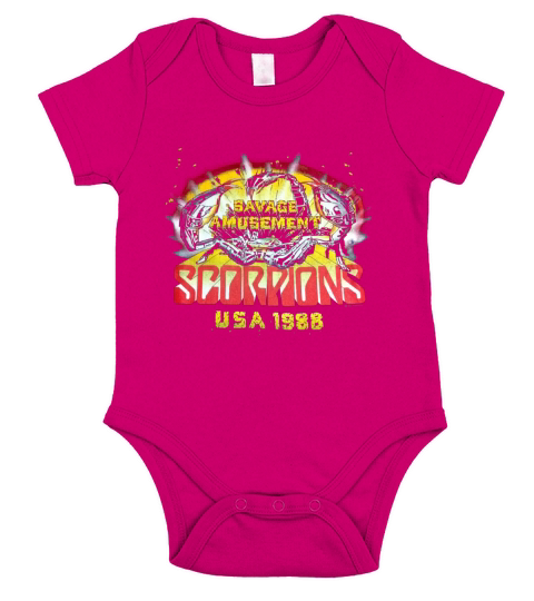 vintage 80s SCORPIONS SAVAGE AMUSEMENT TOUR 1988 Short Sleeve Baby One-Piece