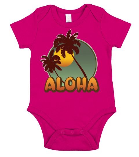 Vintage Aloha Sunset with Palms Short Sleeve Baby One-Piece