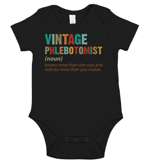 Vintage Phlebotomist Noun Knows More Than She Says Short Sleeve Baby One-Piece
