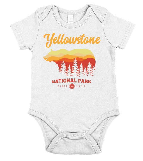 Yellowstone National Park Grizzly Bear Vintage Short Sleeve Baby One-Piece