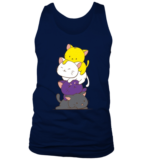 Kawaii Cat Pile LGBTq Non Binary Pride Flag Kittens shirt - Hat Tank Top Unisex