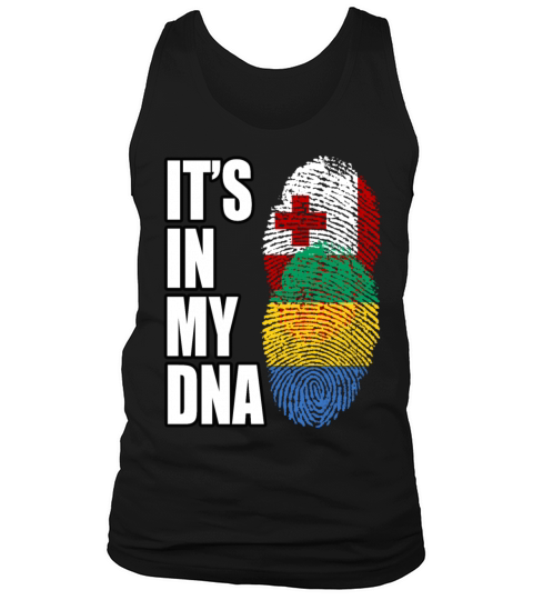 Tongan And Gabonese Mix Heritage DNA Flag Tank Top Unisex