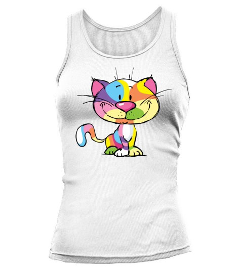 Cute Kitty Cartoon Colorful Pop Art Design Tank top Woman