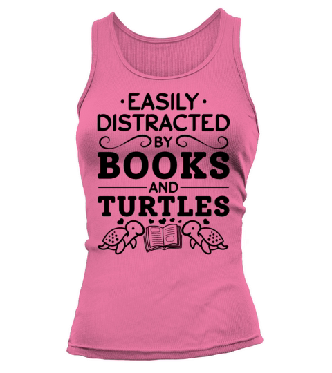 Cute Turtle - Easily Distracted By Books And Tank top Woman