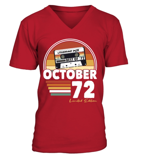 50th birthday vintage october 1972 limited edition V-Neck T-shirt