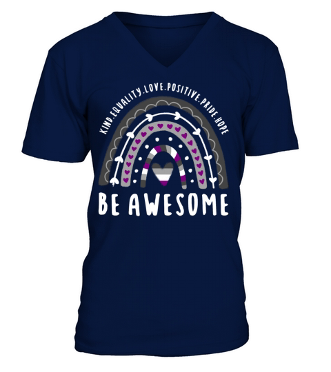 Asexual Quote Be Awesome Ace Rainbow V-Neck T-shirt