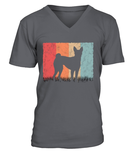 Basenji Retro Congo Terrier Vintage V-Neck T-shirt