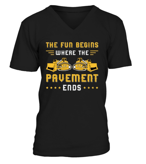 Bulldozer Pavement Ends Site Construction Worker V-Neck T-shirt