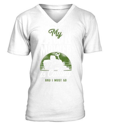 Lawn Mower Mowing Dad Father V-Neck T-shirt