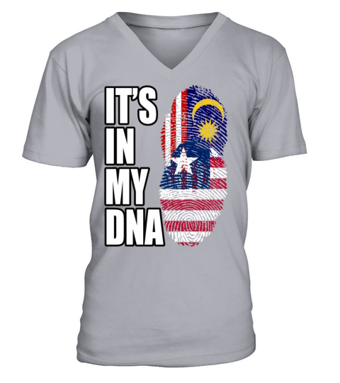 Malaysian And Liberian Mix Heritage DNA Flag V-Neck T-shirt