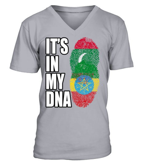 Maldivian And Ethiopian Mix Heritage DNA Flag V-Neck T-shirt
